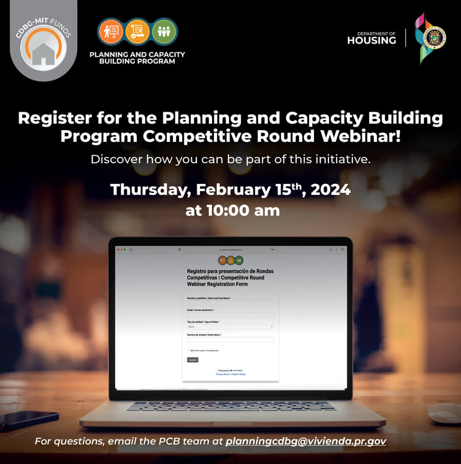 Register for the Planning and Capacity Building Program Competitive Round Webinar! Thursday, February 15th, 2024 at 10:00 am.